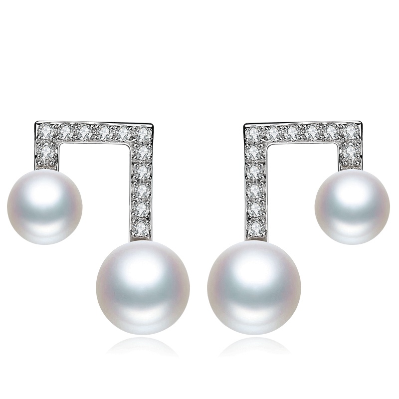 佰色传情(BRIR)淡水珍珠耳饰925银正品音符耳钉我的前半生明星同款