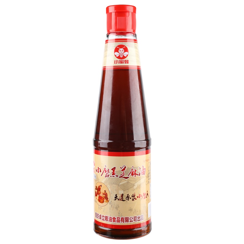重庆小蜜蜂 小磨黑芝麻香油 450ml*2瓶 压榨食用芝麻油调味