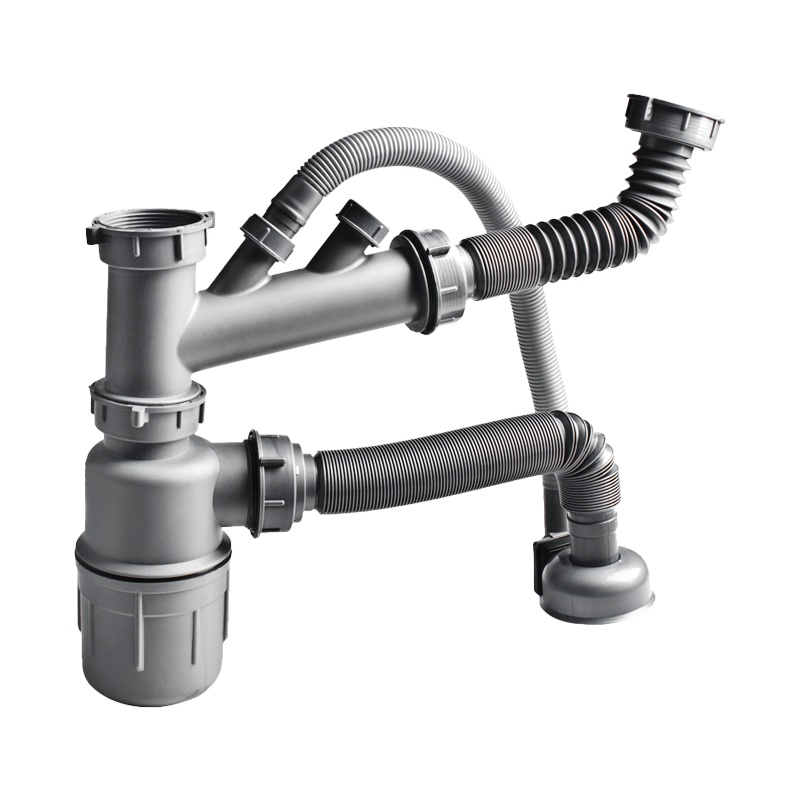 潜水艇洗菜盆下水管厨房防臭双槽排水管水槽下水器水池防堵下水道