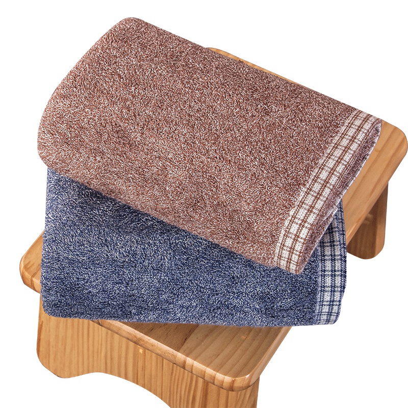 竹之锦 毛巾家纺 竹纤维男士加厚大毛巾2条装 AB纱吸水毛巾2条装 干发洁面洗脸巾 34×76cm 120g/条*2