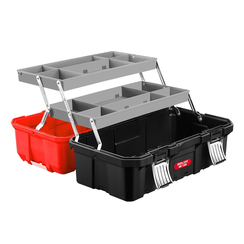 德力西工具箱收纳盒五金大号家用工业级手提式车载多功能三层折叠