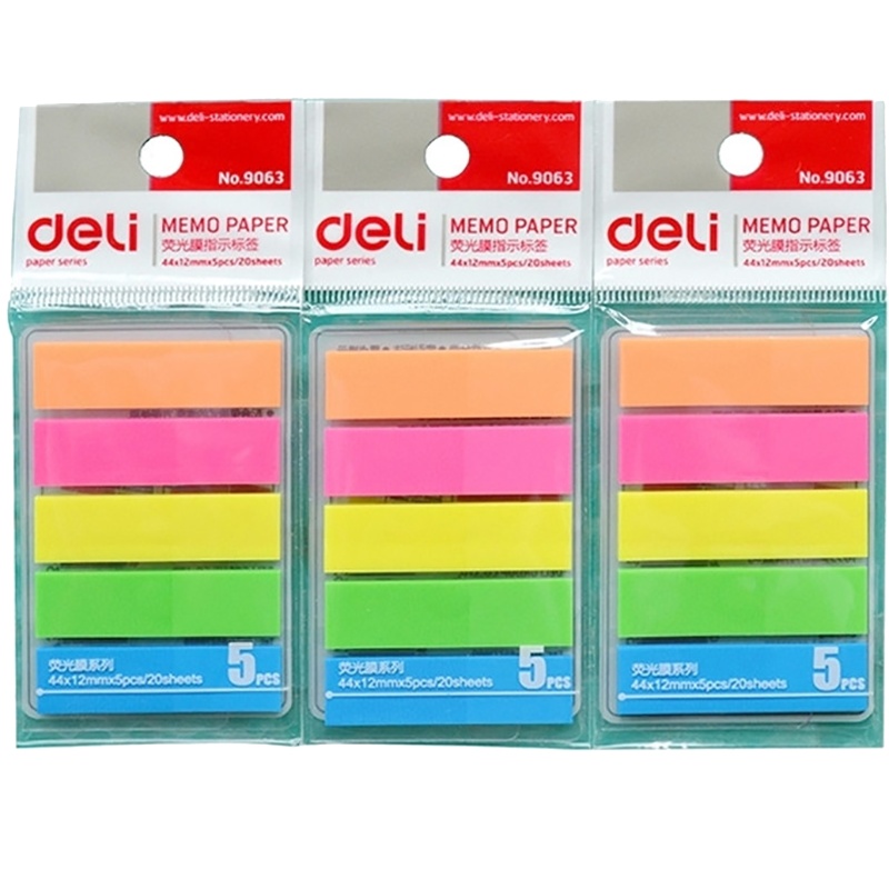 得力9063透明荧光膜指示标签3包装 页码笔记本文件夹标签贴抽取式分类贴便利贴小条索引便签贴