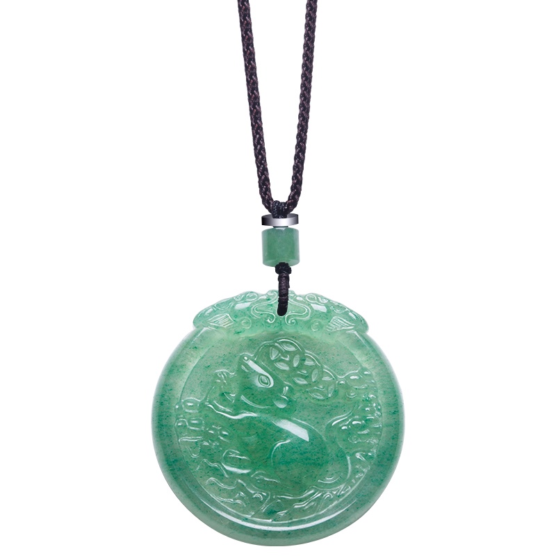 绿东陵玉十二生肖吊坠男女本命年属猪年挂件挂坠