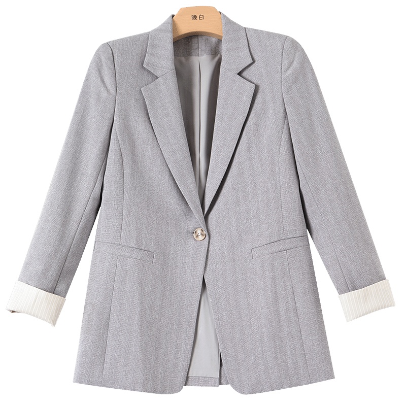 晚白2021春季新品时尚简约通勤百搭修身外搭上衣常规款西装外套女