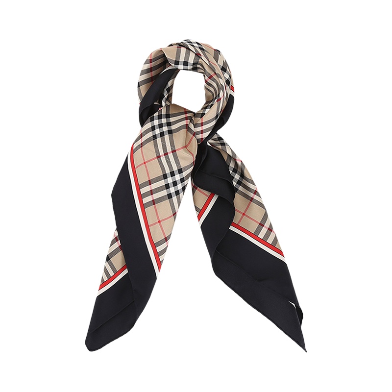 博柏利 BURBERRY 男女同款 桑蚕丝抽绳方巾丝巾围巾80417341