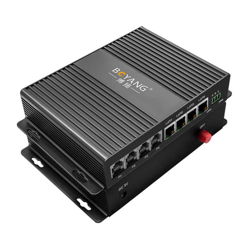 博扬 数字电话光端机4路电话+4路百兆网络 4路对讲语音+4路物理隔离以太网光纤传输 FC口 BY-4P4EV