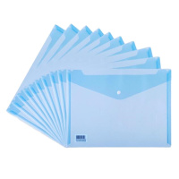 得力(deli) 10只 A4加厚透明按扣文件袋 蓝 5505