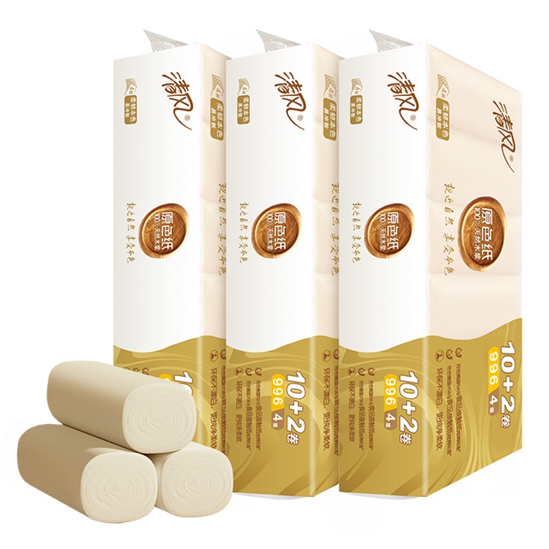 清风 卷纸 原色纸 4层83克36卷 无芯卷纸 卫生纸 厕纸