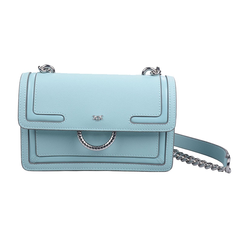 PINKO新款浅绿色鱼子酱纹嵌饰燕子链条单肩包（小）1P21A7Y5F4T68