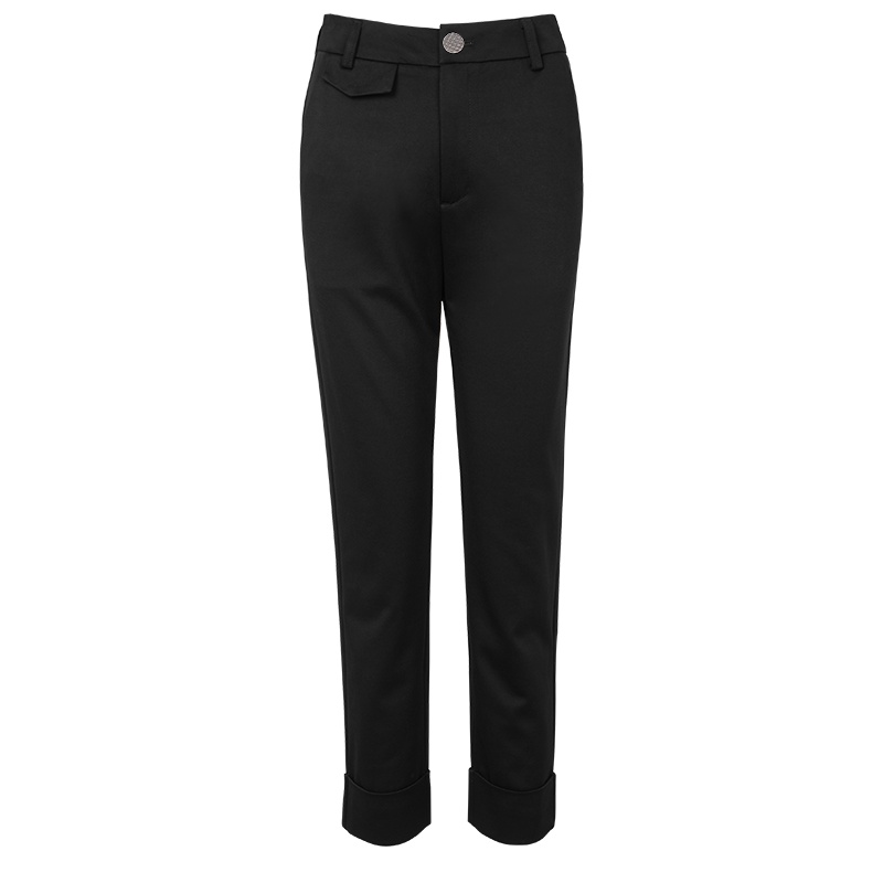 晩白 2020夏季新品时尚通勤百搭纯色高腰宽松西装裤九分裤休闲裤女