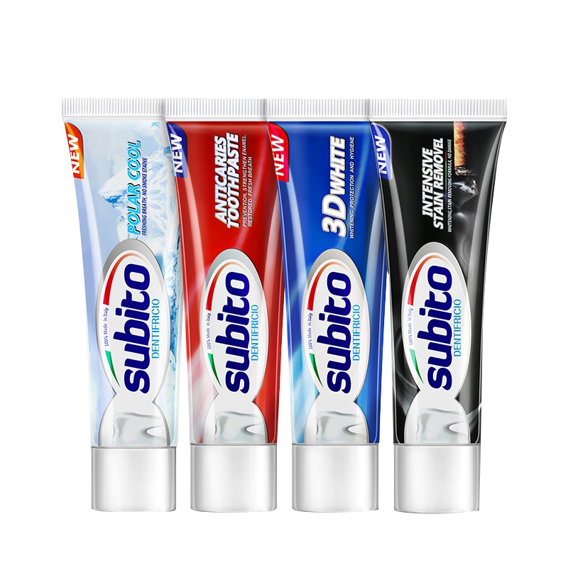 (送2支牙刷)意大利进口舒比拓(subito)健康护龈清新口气套装(100g * 4支)呵护牙龈多效呵护