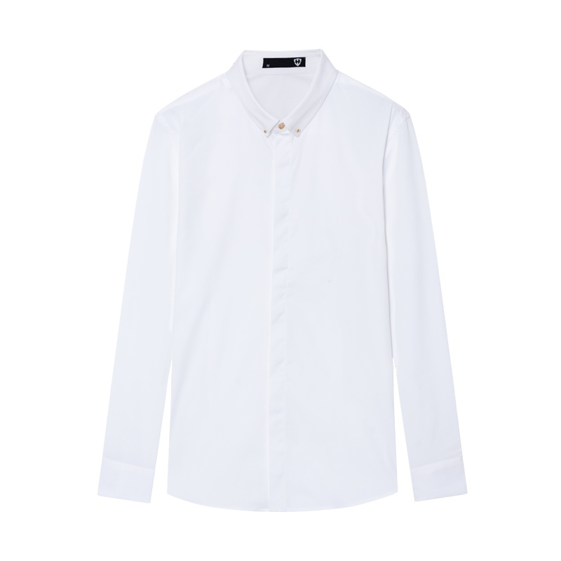 莫畏轻奢 英伦tb拼色扣领商务男士修身牛筋纺长袖衬衫四季可穿