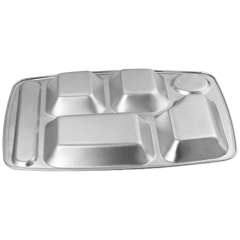 金钥匙(GOLDEN KEY) 不锈钢 加厚食堂快餐盘分格 六格 GK-600B8