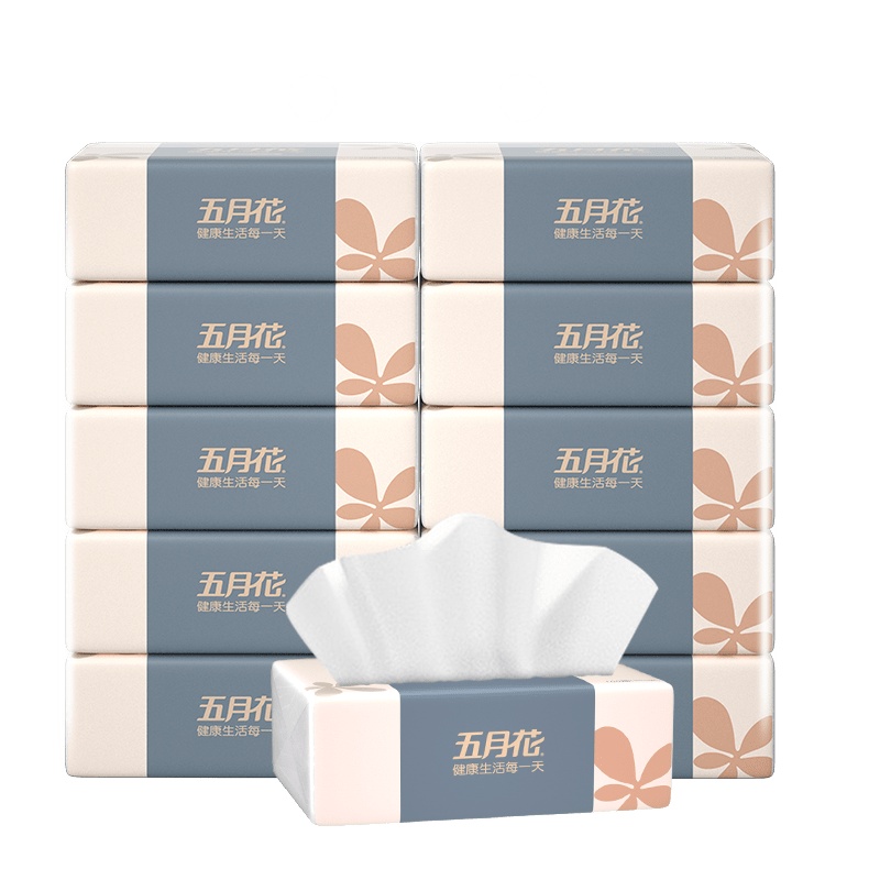 五月花抽纸3层100抽10包餐巾纸面纸卫生纸家用纸巾擦手纸