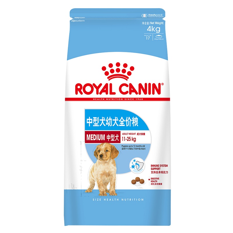 ROYAL CANIN 皇家狗粮 MEJ32中型犬幼犬狗粮 2-12月龄 全价粮 4kg 边牧柯基哈士奇柴犬