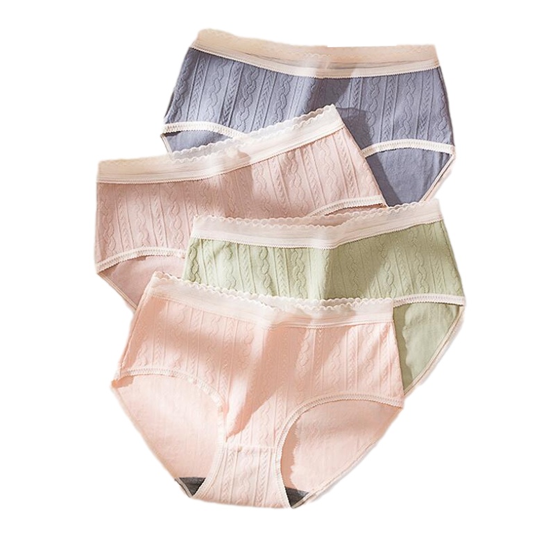 南极人(NanJiren)4条装女士内裤石墨烯抑菌底裆舒适麻花纯棉透气三角裤
