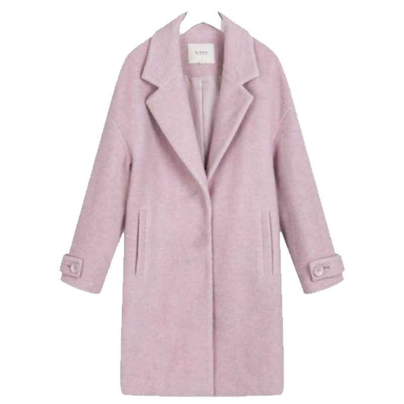 秋冬女士宽松学生韩版女中长款茧型外套加厚羊毛呢子大衣60300138