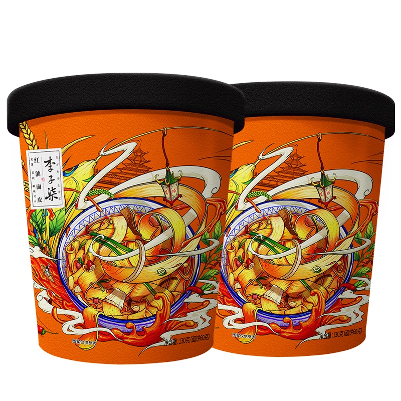 李子柒红油面皮香辣速食方便面泡面食品干拌面擀面皮即食2杯装