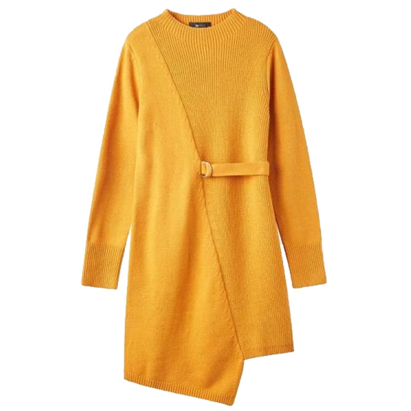 【专柜同款】拉夏贝尔旗下7M新款韩版高领修身毛针织衫连衣裙70011987