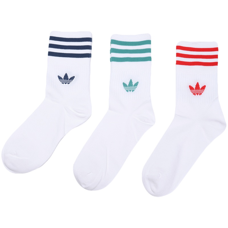 adidas阿迪达斯三叶草男袜女袜三双装运动袜休闲袜子FM0639