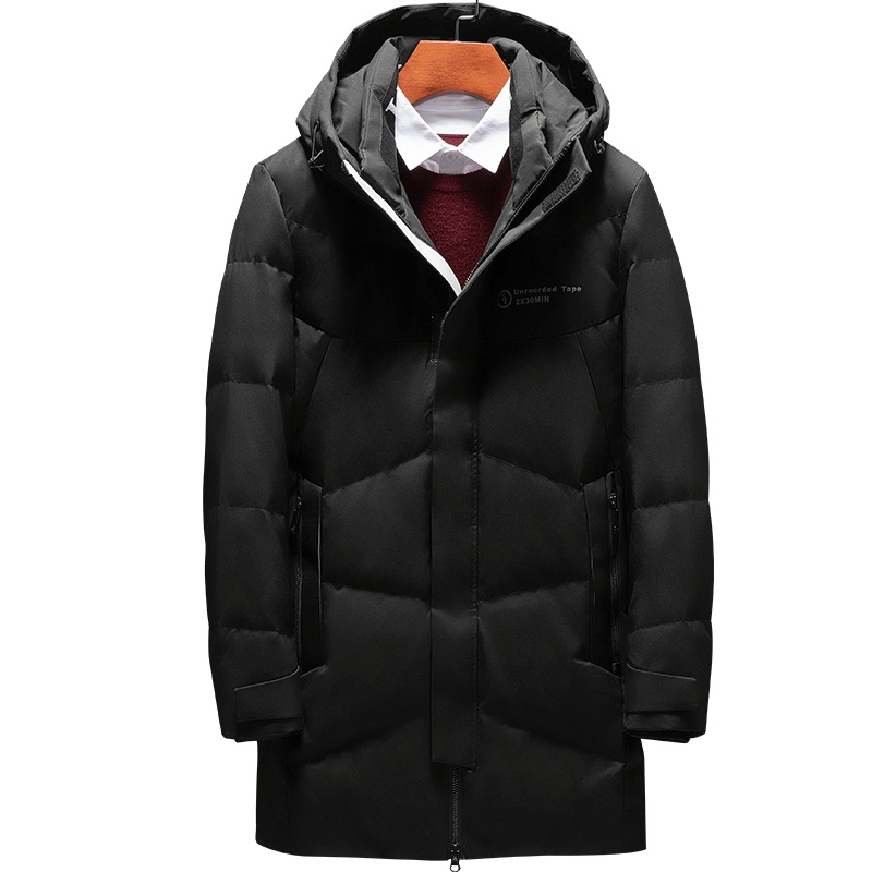 雅鹿男装中长款连帽羽绒服宽松舒适保暖外套WE67U0784