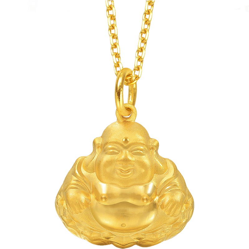周生生(CHOW SANG SANG)足金大肚弥勒佛金吊坠 不含项链73536P计价
