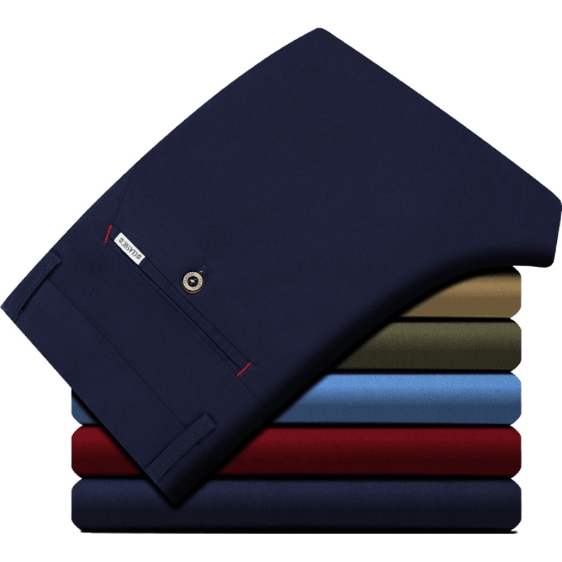 LEEVIRHINO男装秋冬新款男士商务休闲裤男修身直筒柔软宽松舒适吸湿透气时尚男士休闲裤长裤子