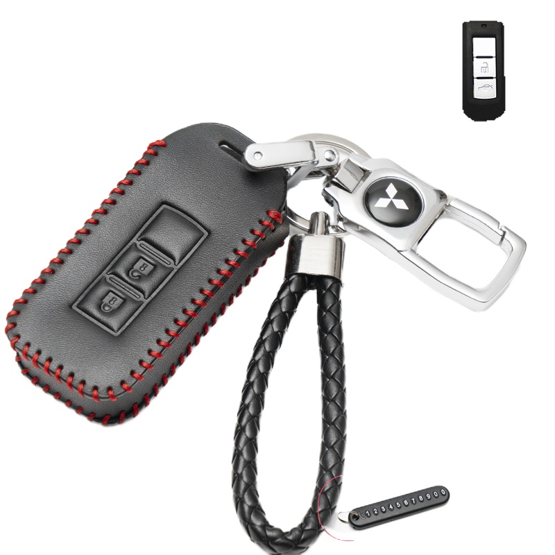 广汽三菱钥匙扣钥匙包欧蓝德钥匙套劲炫奕歌劲炫ASX汽车翼神匙套 三菱A款+钥匙扣+红线钥匙包[送防丢]