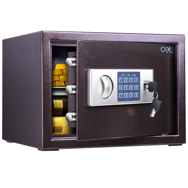 得力deli保险箱/柜系列33116保管箱床头保险箱家用入墙 小型迷你办公保险柜