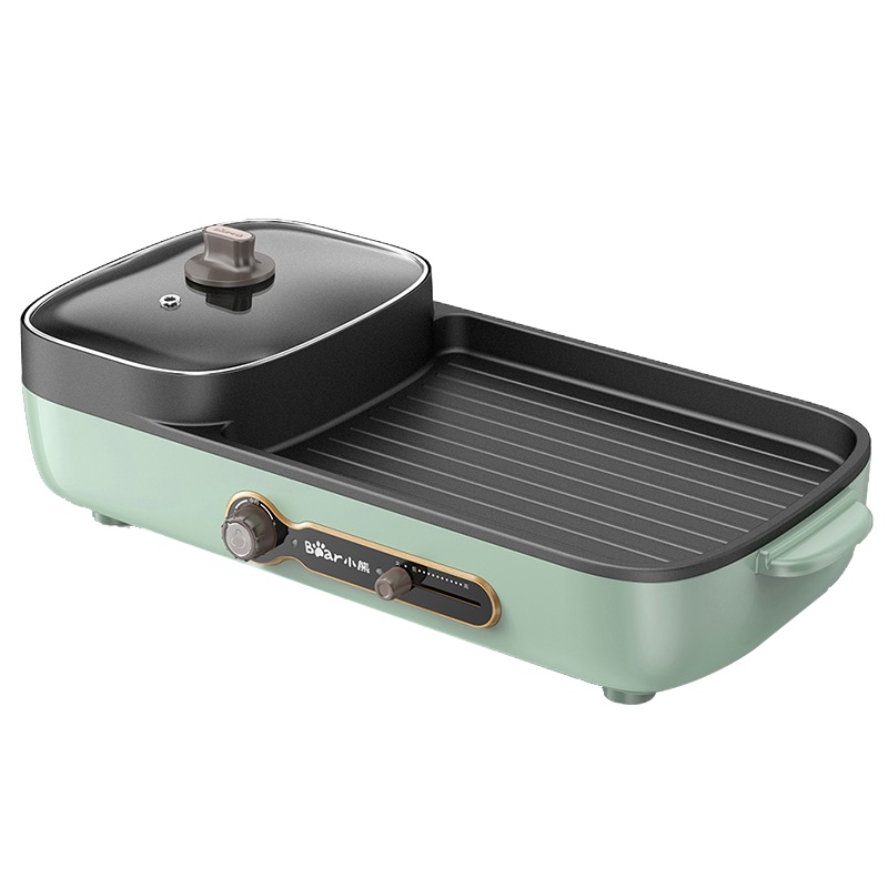 小熊(bear) DHG-C40D5多功能锅电煮锅 不沾涂层电热锅无极调温烤肉锅可拆卸电烤盘