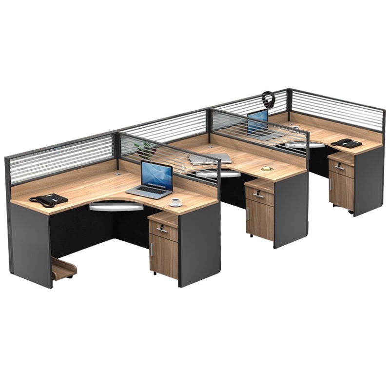震海 办公家具F型三人位办公桌带柜子组合屏风工位电脑桌现代简约双人位员工桌职员工作位办公室桌子员工办公桌组合