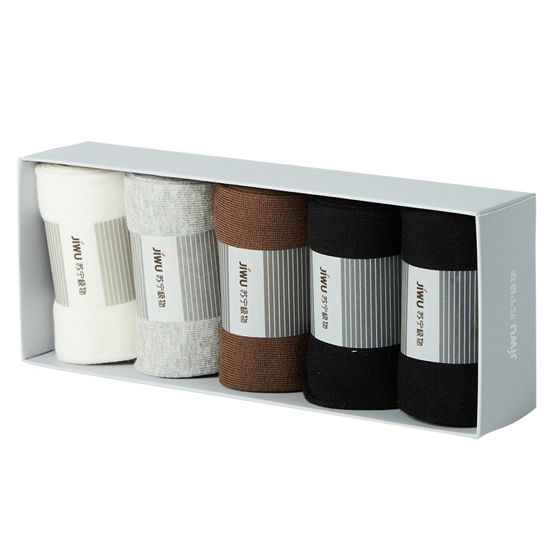 苏宁极物 五双装女士经典精梳棉中筒袜棉袜袜子透气保暖秋冬四季百搭