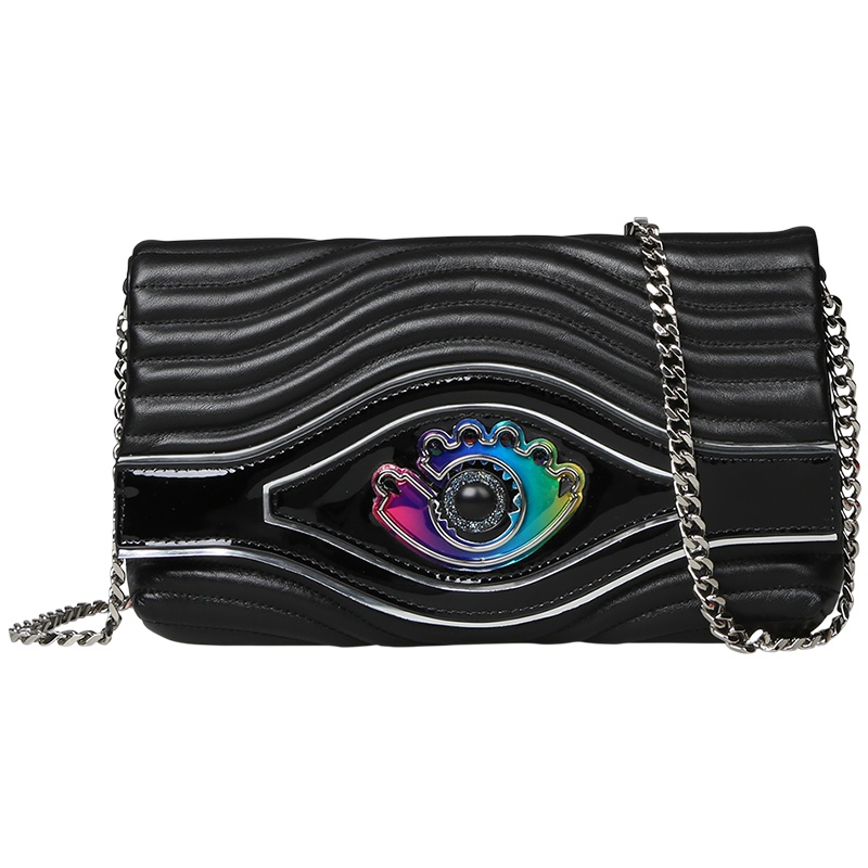 【点睛之笔系列】女款幻彩大眼睛牛皮手拿包链条包单肩包C6371