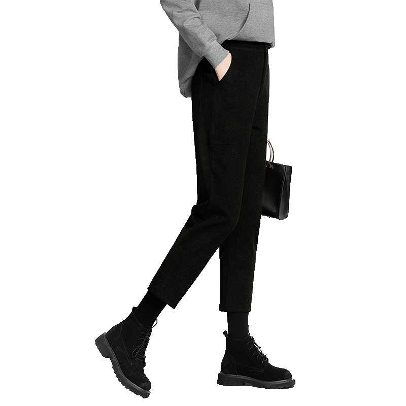 丝柏舍2019冬装女韩版纯色高腰遮肉七分显瘦休闲裤S94B6131K