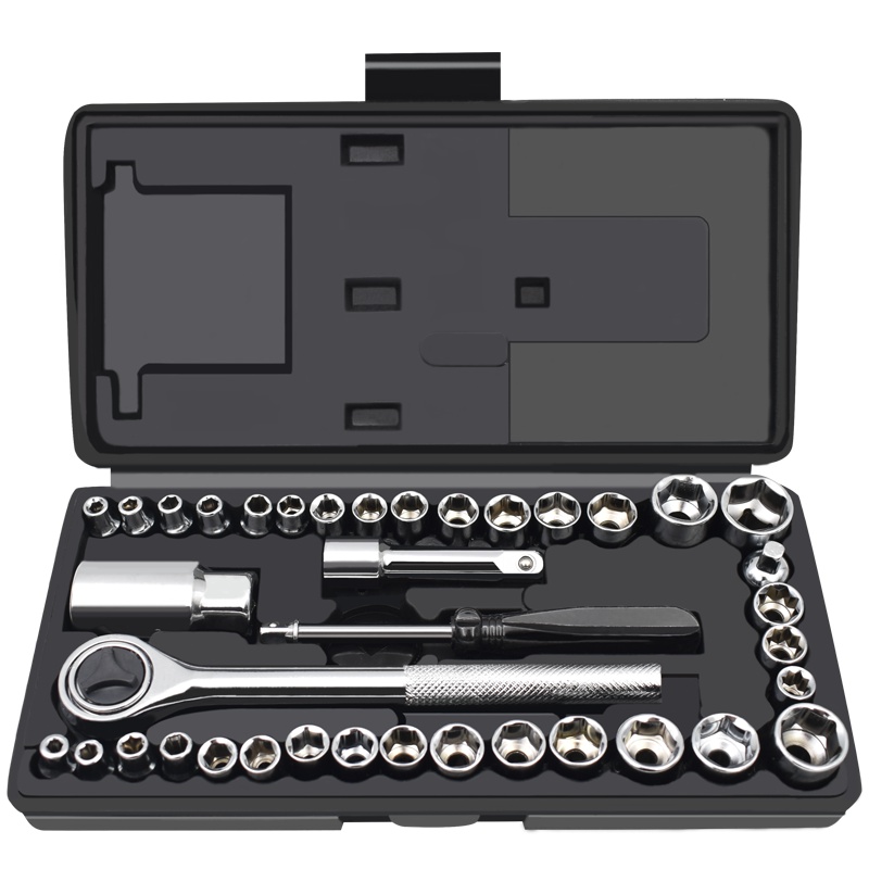 [苏宁自营]勒塔(LETA)套筒工具40件套6.3mm/10mm多功能加长棘轮公英制内六角扳手套装汽车 LT-AM712