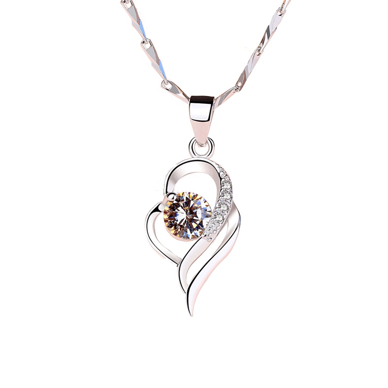 【顺丰空运】依帝魅项链送爱人天然紫水晶心形s999银项链女士项链简约日韩风格足银银项链银饰吊坠送恋人情人节礼物