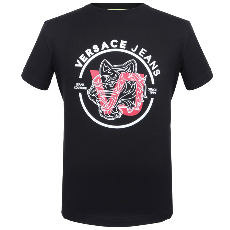 VERSACE JEANS 男士黑色短袖T恤衫 B3GTA71E 30134 899