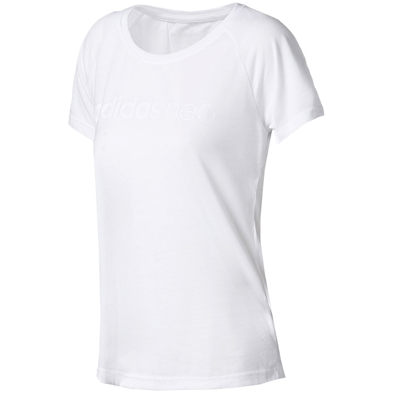 【自营】adidas阿迪达斯NEO女子短袖T恤休闲运动服CV9201 L CV9201白+白