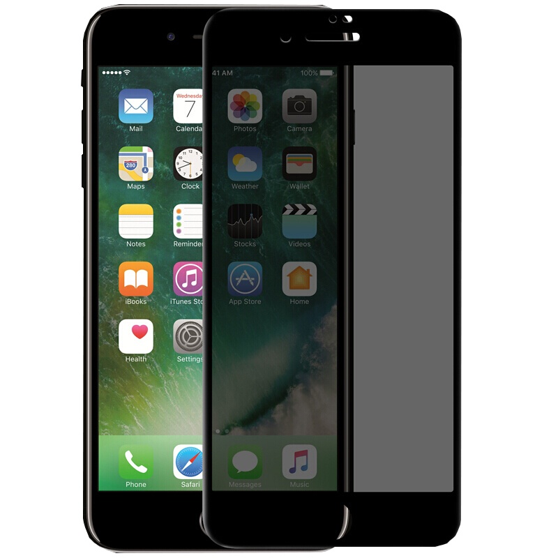 ESCASE iphone se2/7/8钢化膜 苹果se2/7/8钢化膜全玻璃覆盖防窥偷看手机膜吃鸡王者ES08+黑色