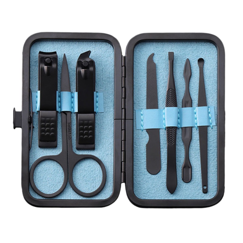 礼品定制 金刚亮黑色指甲钳7件套 刃口热处理 防滑设计舒适耐用