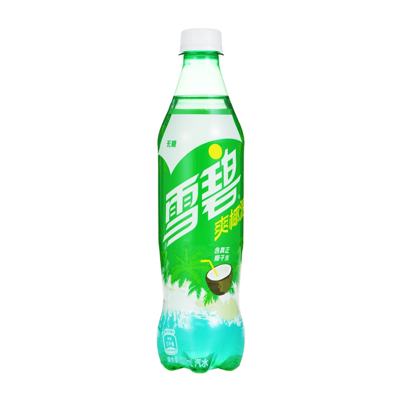 雪碧爽椰派汽水 无糖零卡 汽水饮料 椰子味饮料 500ml*12/箱可口可乐公司出品