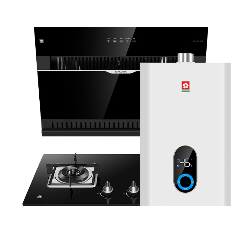 樱花(SAKURA)烟灶热三件套餐 小侧吸抽油烟机18立方燃气灶具热水器厨电套装JA75+ADG03+PJP101(A)