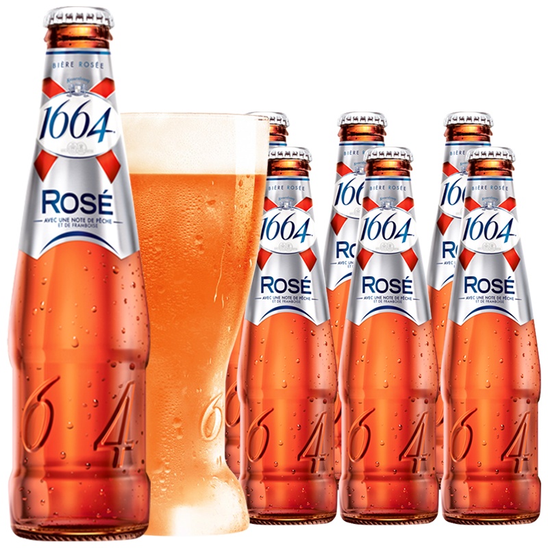 法国原装进口1664玫瑰Rose啤酒1664果味克伦堡凯旋250ml*6瓶装