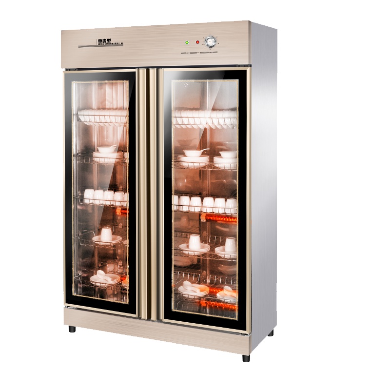 而派 香槟金餐具消毒柜商用 双门立式大容量中温红外线烘干消毒碗柜 酒店学校食堂厨房餐盘密胺餐具碗碟杯子臭氧消毒不锈钢柜