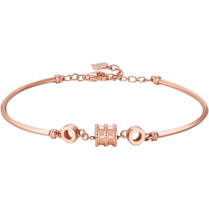 周大生彩金手镯女正品新款18K金玫瑰金au750时尚小蛮腰手链官方正品饰品 女士珠宝首饰