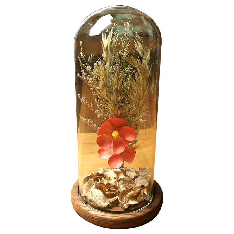 教师节送女老师的礼物玻璃罩仿真花干花花束 情人节生日礼物送女友老婆爱人妈妈闺蜜干花