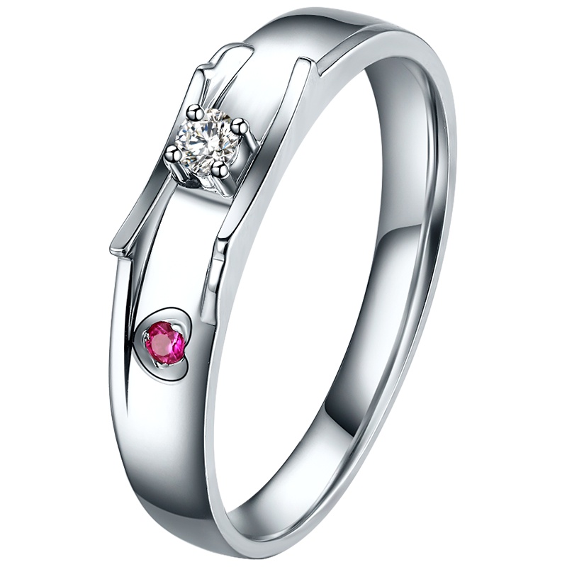 周六福白18K金情侣钻石女戒888