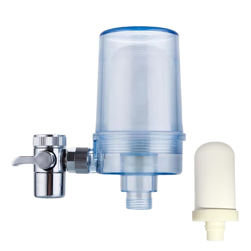 杨枝净水器陶瓷纳米滤芯厨房水龙头滤水器家用直饮自来水过滤器一机二滤透明蓝