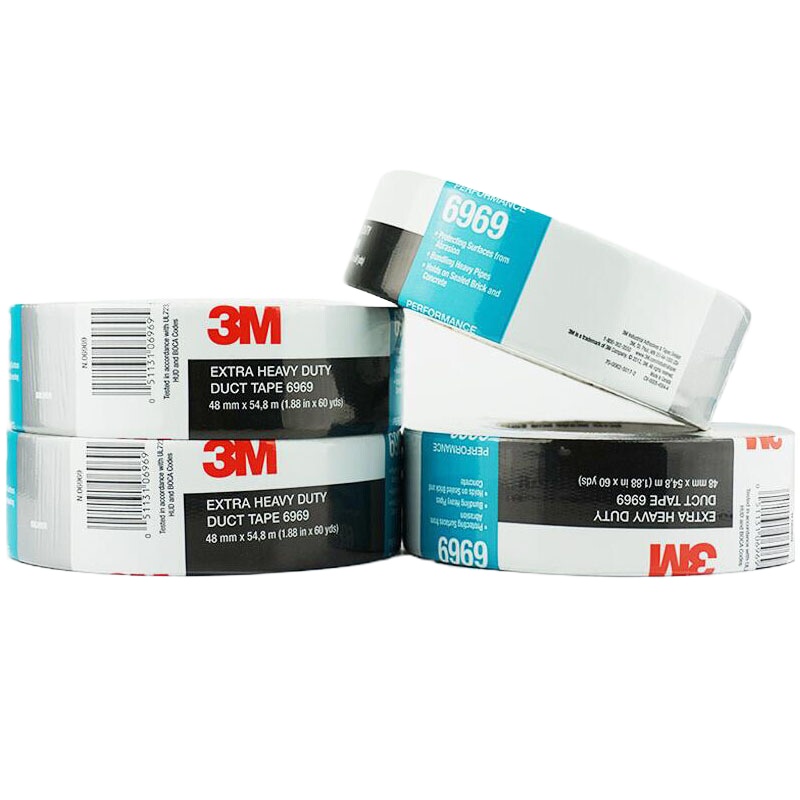 3M6969银灰色布基胶带 强力防水无痕耐高温布基胶带 强力胶带管道防水48MM*55M*0.27MM 1卷