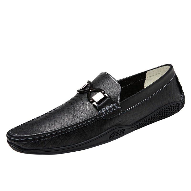 Rock Fairwhale洛克华菲男鞋2021新款休闲皮鞋男软底驾车鞋子男士真皮透气潮流豆豆鞋